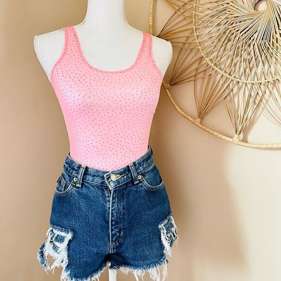 Vintage Tops - Vintage ILGWU 1970s Cathy Hardwick Barbie pink sheer nylon polka dot body suit